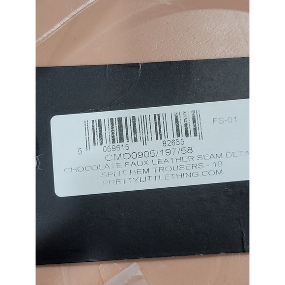 NEW Pretty Little Things Faux Leather Split Hem Trousers Pants Size 6‎ Brown - Picture 16 of 16